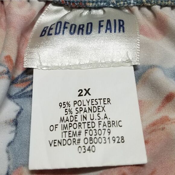 VINTAGE 80s Bedford Fair Blue Floral Skater Skirt - Picture 6 of 6